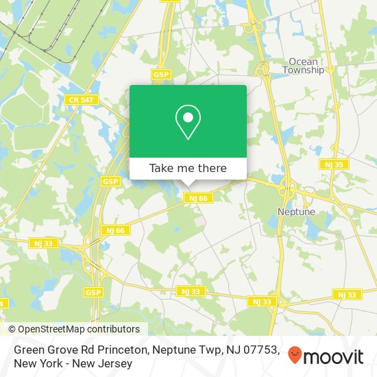 Mapa de Green Grove Rd Princeton, Neptune Twp, NJ 07753