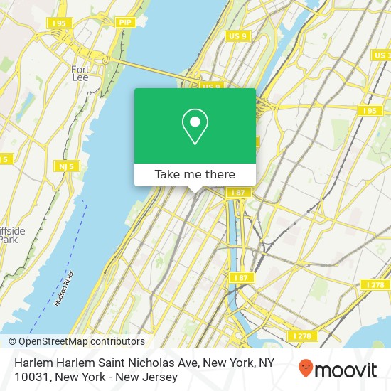 Mapa de Harlem Harlem Saint Nicholas Ave, New York, NY 10031