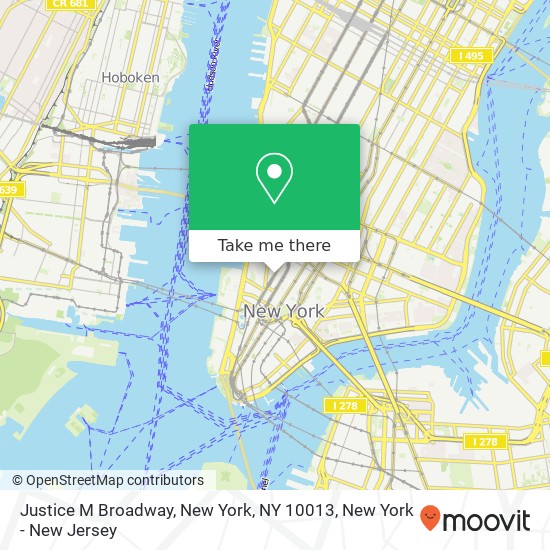 Mapa de Justice M Broadway, New York, NY 10013