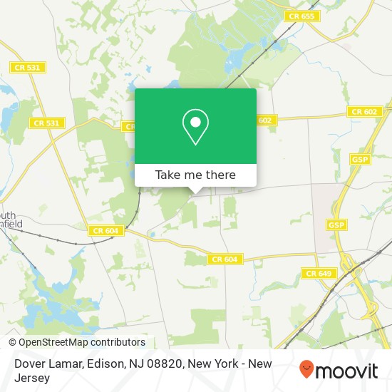 Mapa de Dover Lamar, Edison, NJ 08820