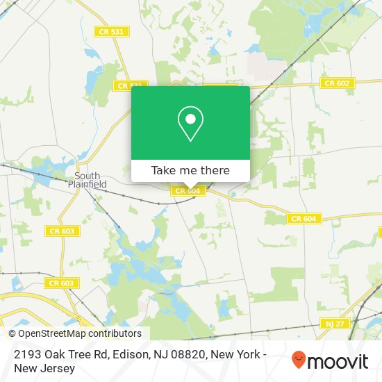 Mapa de 2193 Oak Tree Rd, Edison, NJ 08820