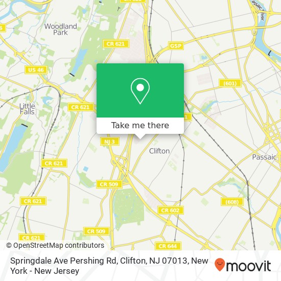 Springdale Ave Pershing Rd, Clifton, NJ 07013 map