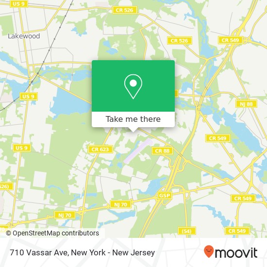 Mapa de 710 Vassar Ave, Lakewood, NJ 08701