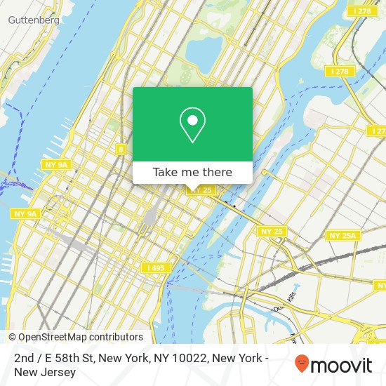 2nd / E 58th St, New York, NY 10022 map