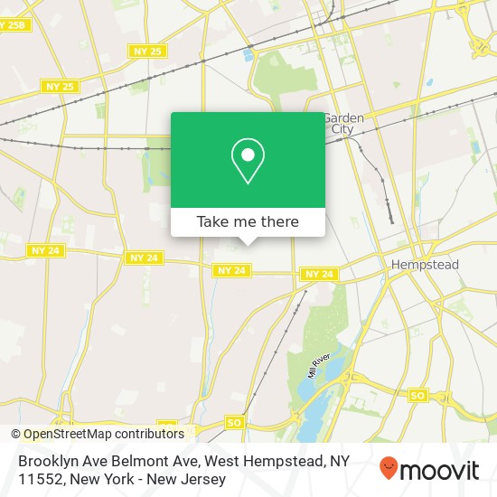 Mapa de Brooklyn Ave Belmont Ave, West Hempstead, NY 11552
