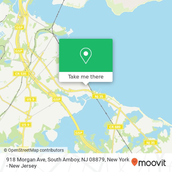 Mapa de 918 Morgan Ave, South Amboy, NJ 08879