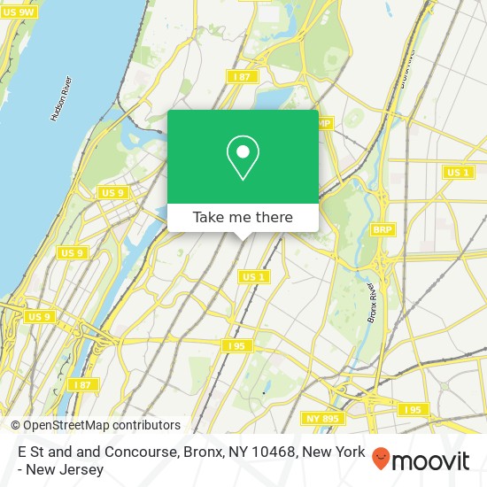 Mapa de E St and and Concourse, Bronx, NY 10468