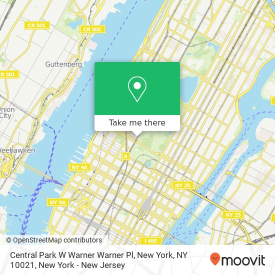 Central Park W Warner Warner Pl, New York, NY 10021 map