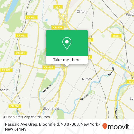 Mapa de Passaic Ave Greg, Bloomfield, NJ 07003