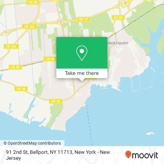 Mapa de 91 2nd St, Bellport, NY 11713