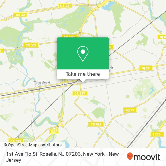 Mapa de 1st Ave Flo St, Roselle, NJ 07203