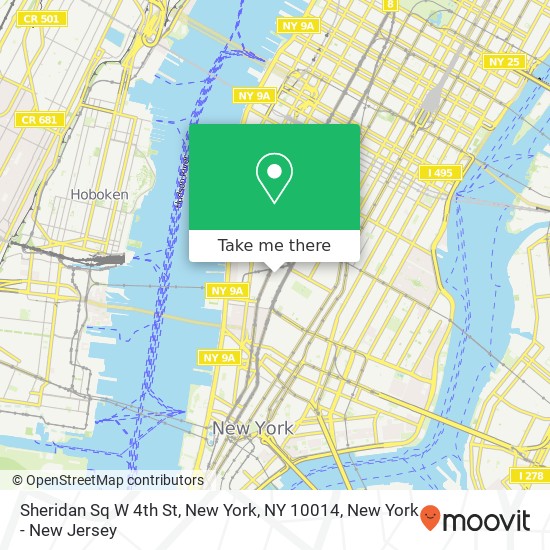 Sheridan Sq W 4th St, New York, NY 10014 map