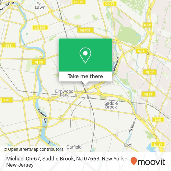 Mapa de Michael CR-67, Saddle Brook, NJ 07663
