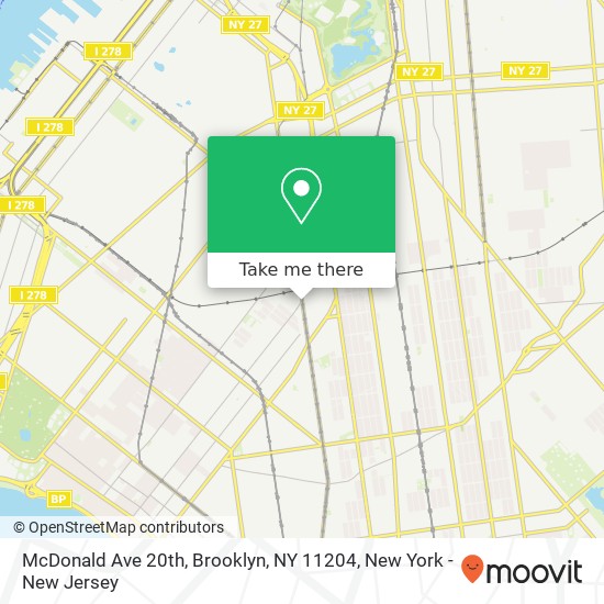 Mapa de McDonald Ave 20th, Brooklyn, NY 11204