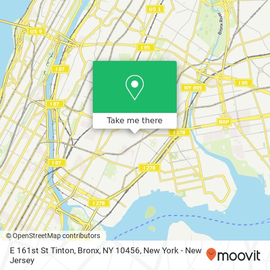 Mapa de E 161st St Tinton, Bronx, NY 10456