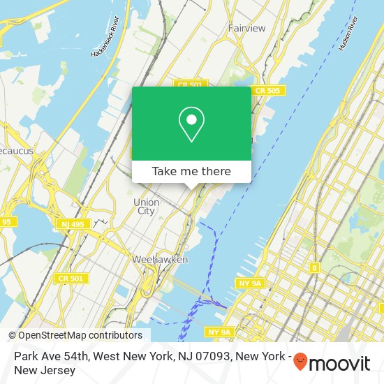 Mapa de Park Ave 54th, West New York, NJ 07093