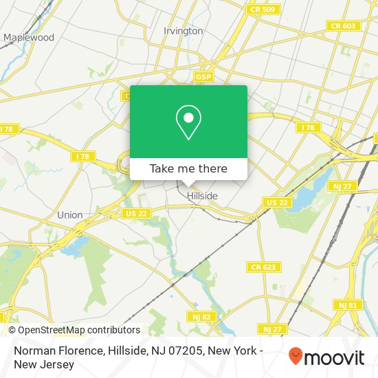 Mapa de Norman Florence, Hillside, NJ 07205