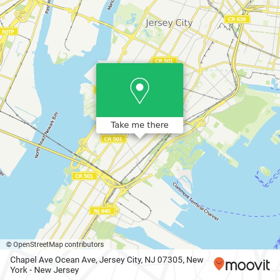 Mapa de Chapel Ave Ocean Ave, Jersey City, NJ 07305
