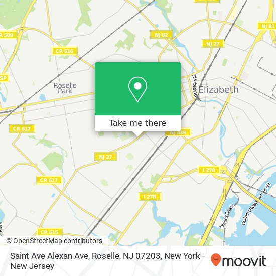 Mapa de Saint Ave Alexan Ave, Roselle, NJ 07203