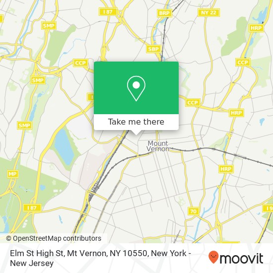 Mapa de Elm St High St, Mt Vernon, NY 10550