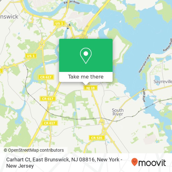 Mapa de Carhart Ct, East Brunswick, NJ 08816