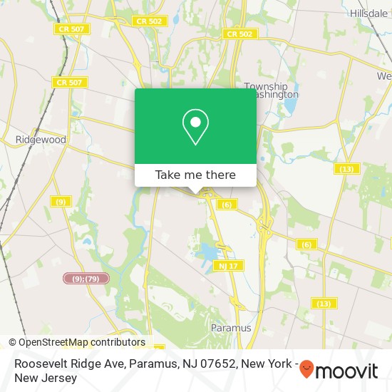 Mapa de Roosevelt Ridge Ave, Paramus, NJ 07652