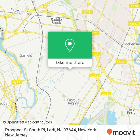 Mapa de Prospect St South Pl, Lodi, NJ 07644
