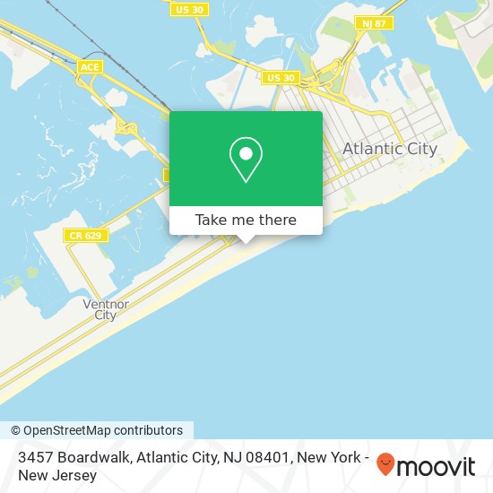 Mapa de 3457 Boardwalk, Atlantic City, NJ 08401