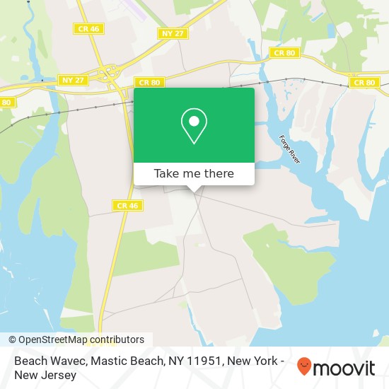 Mapa de Beach Wavec, Mastic Beach, NY 11951