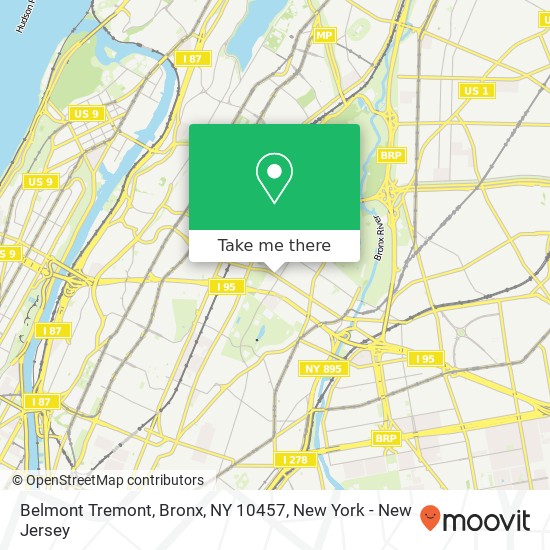 Mapa de Belmont Tremont, Bronx, NY 10457