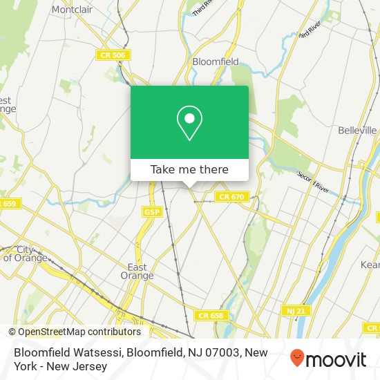 Bloomfield Watsessi, Bloomfield, NJ 07003 map