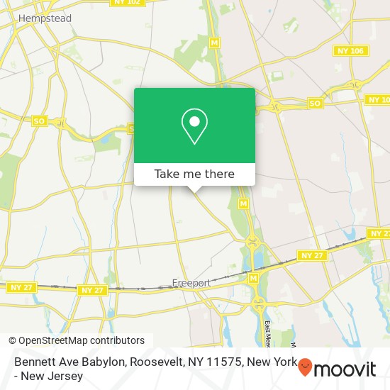 Mapa de Bennett Ave Babylon, Roosevelt, NY 11575
