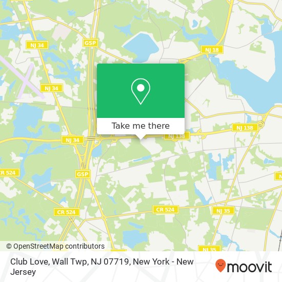 Mapa de Club Love, Wall Twp, NJ 07719