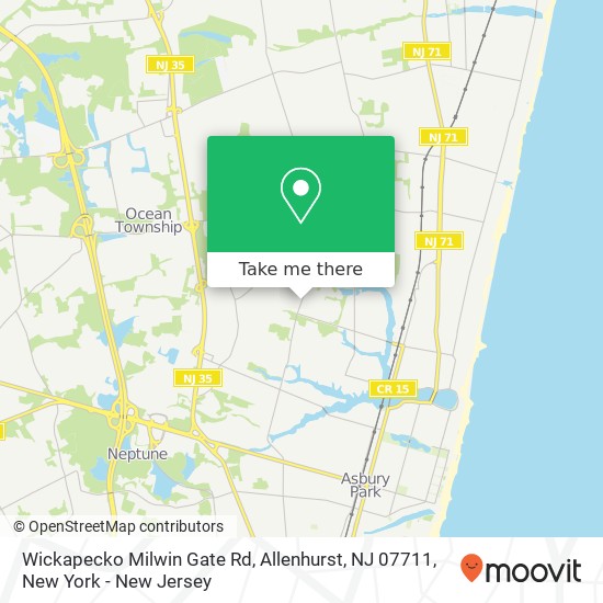 Mapa de Wickapecko Milwin Gate Rd, Allenhurst, NJ 07711