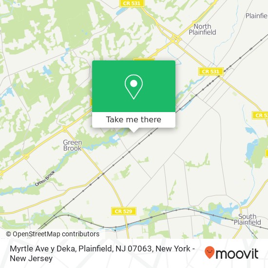 Mapa de Myrtle Ave y Deka, Plainfield, NJ 07063