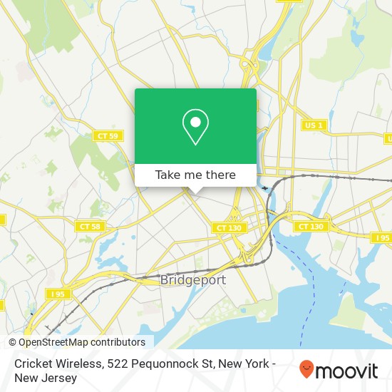 Mapa de Cricket Wireless, 522 Pequonnock St