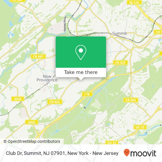 Mapa de Club Dr, Summit, NJ 07901