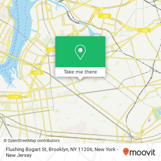 Mapa de Flushing Bogart St, Brooklyn, NY 11206