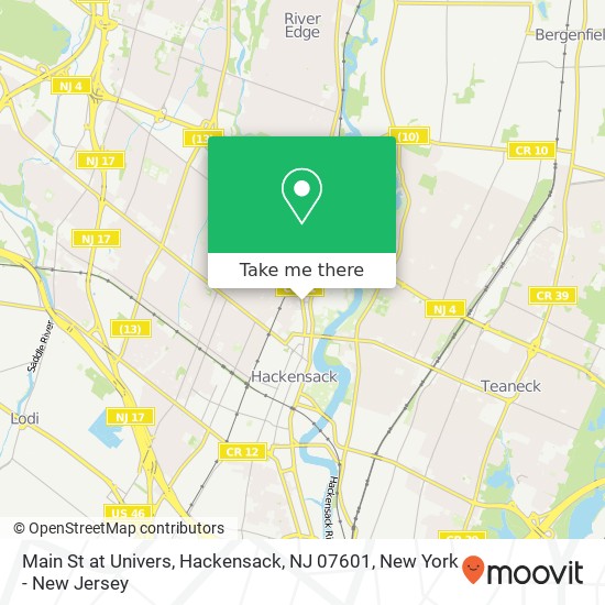 Mapa de Main St at Univers, Hackensack, NJ 07601
