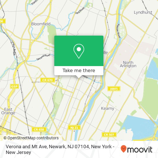 Verona and Mt Ave, Newark, NJ 07104 map