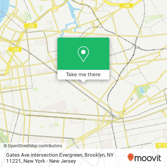 Mapa de Gates Ave intersection Evergreen, Brooklyn, NY 11221
