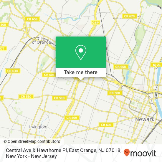 Central Ave & Hawthorne Pl, East Orange, NJ 07018 map