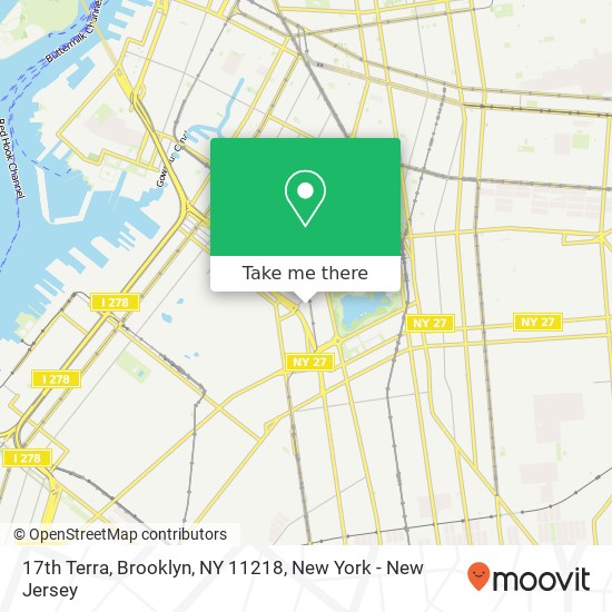 Mapa de 17th Terra, Brooklyn, NY 11218