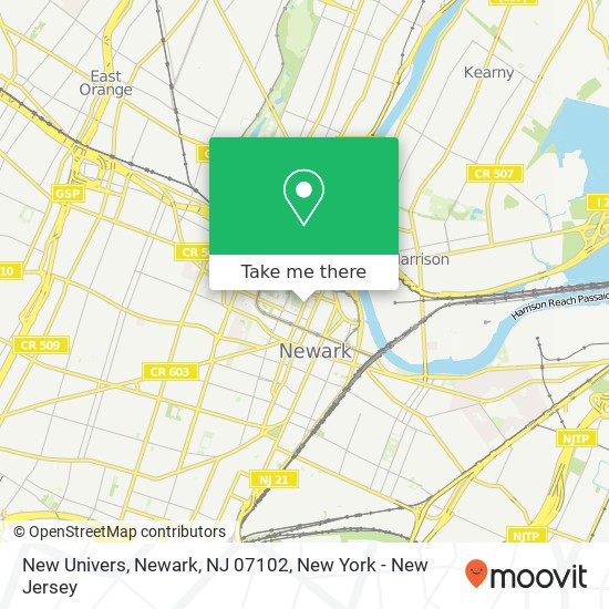 Mapa de New Univers, Newark, NJ 07102