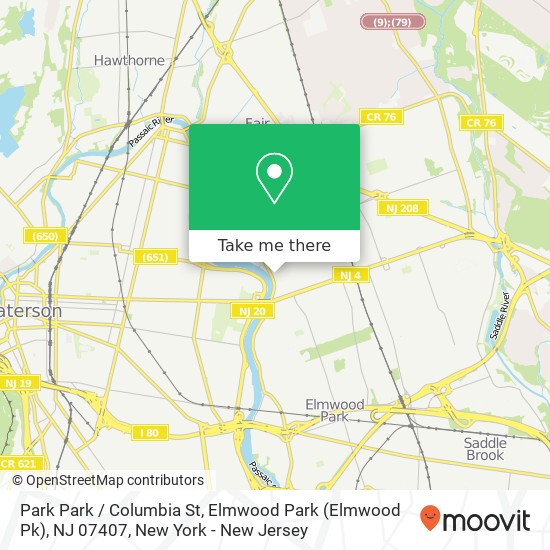 Mapa de Park Park / Columbia St, Elmwood Park (Elmwood Pk), NJ 07407