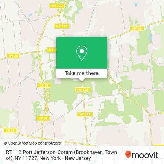 Mapa de RT-112 Port Jefferson, Coram (Brookhaven, Town of), NY 11727