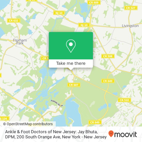 Mapa de Ankle & Foot Doctors of New Jersey: Jay Bhuta, DPM, 200 South Orange Ave