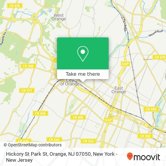 Mapa de Hickory St Park St, Orange, NJ 07050