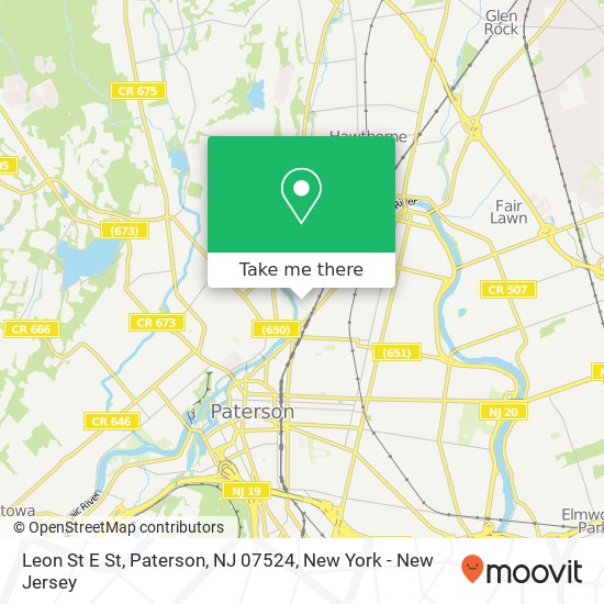Mapa de Leon St E St, Paterson, NJ 07524