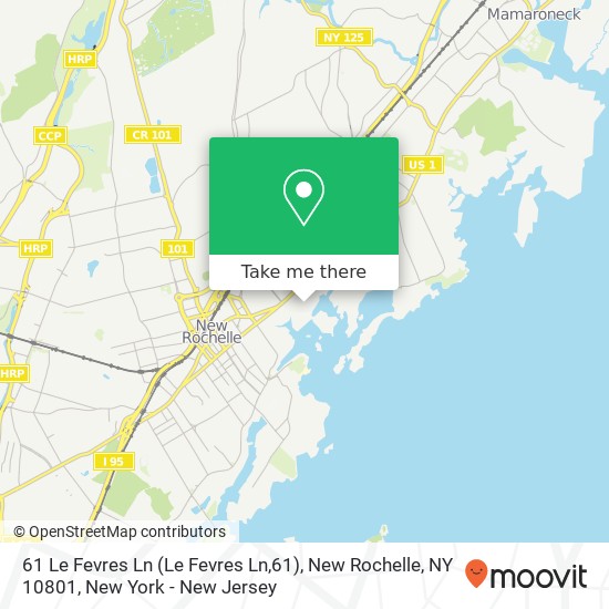 61 Le Fevres Ln (Le Fevres Ln,61), New Rochelle, NY 10801 map